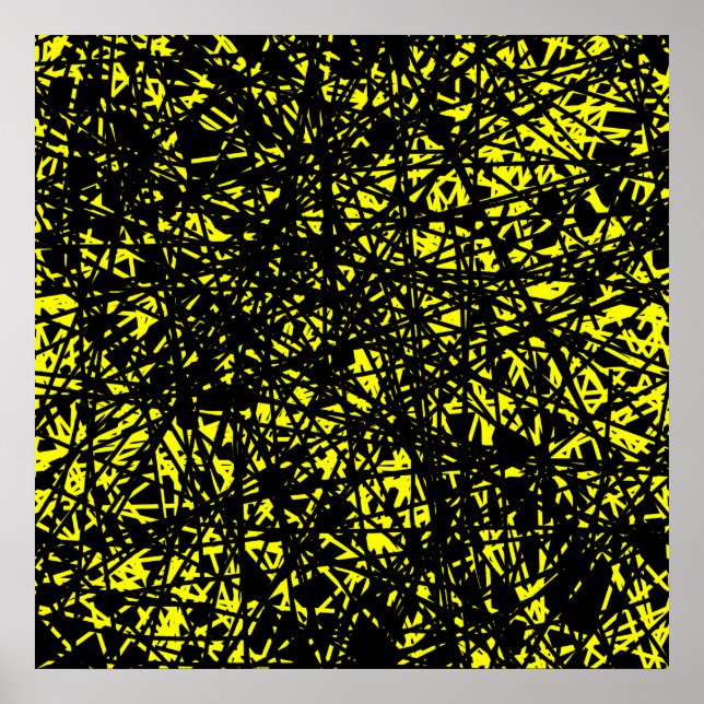 Pôster Linhas abstrato - Amarelo (Frente)