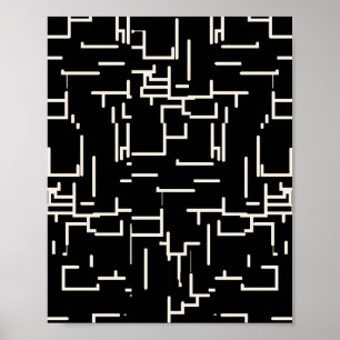 Poster Linhas Abstrato minimalistas a preto