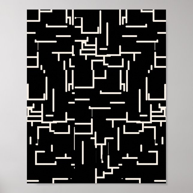 Poster Linhas Abstrato minimalistas a preto (Frente)