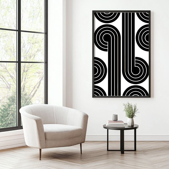 Poster Linhas Abstrato Retro Pretas (Criador carregado)