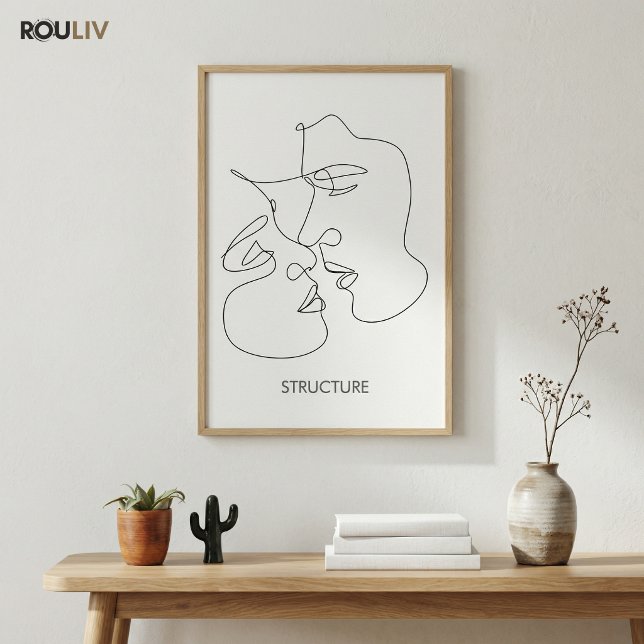 Poster Linhas Arquitetônicas Minimalistas Abstratas Moder (Minimalist Architectural Lines Abstract Modern Ivory Japandi Wall Art)