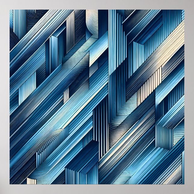 Poster Linhas Azuis de Movimento (Frente)