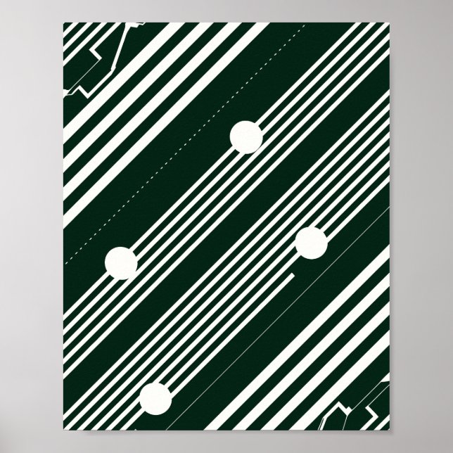Poster Linhas brancas com círculos no fundo preto (Frente)