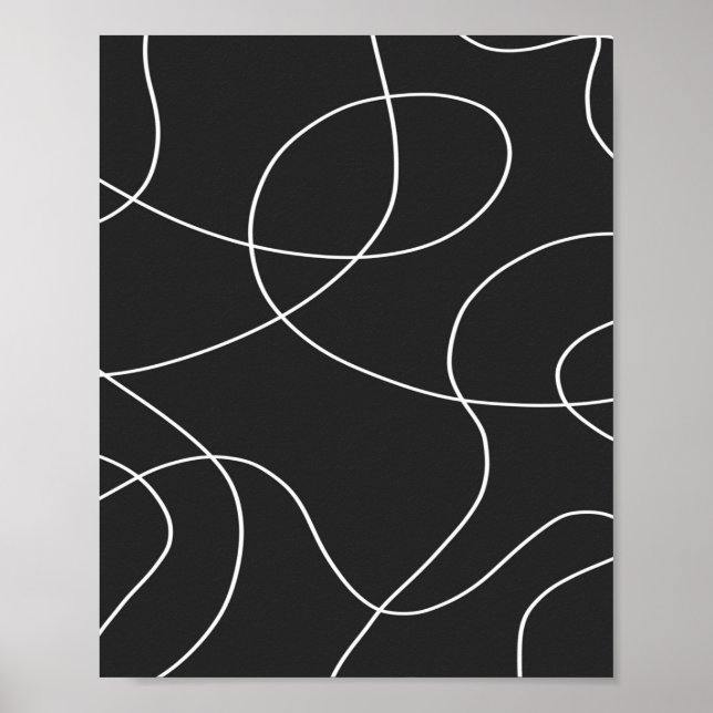 Poster Linhas brancas em preto (Frente)