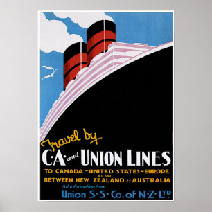 Poster Linhas CA e União - Anúncio de Entrega Vintage