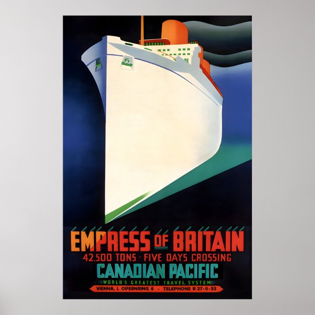 Poster Linhas CANADIAN PACIFIC Imperatriz da Grã-Bretanha (Frente)