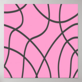 Poster Linhas: Cinza sobre rosa suave