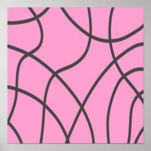 Poster Linhas: Cinza sobre rosa suave