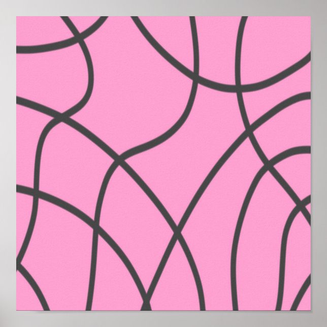 Poster Linhas: Cinza sobre rosa suave (Frente)