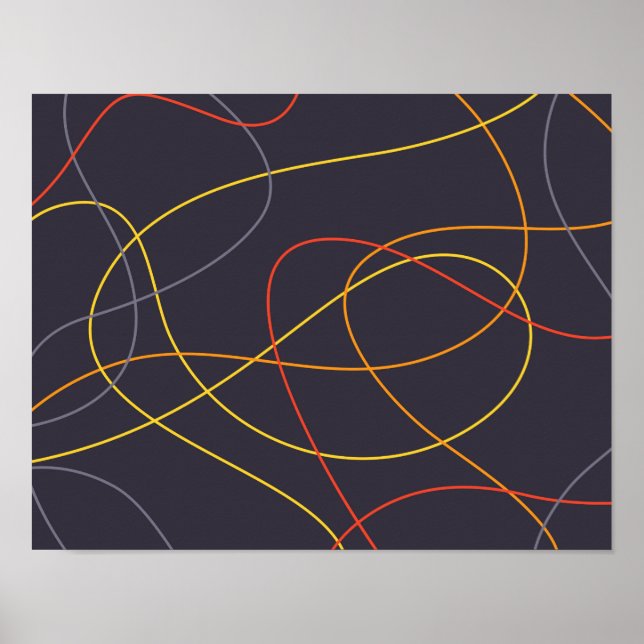 Poster Linhas coloridas, modernas, simples, de moda, curv (Frente)