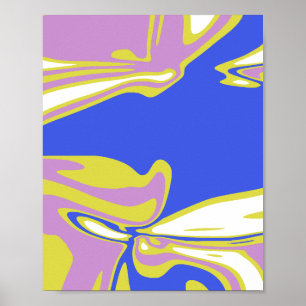 Poster Linhas Curvas Fluídas num Padrão Abstrato Camada