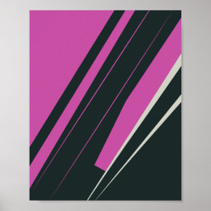 Poster Linhas de Abstrato Dinâmicas em Fúsia e Preto