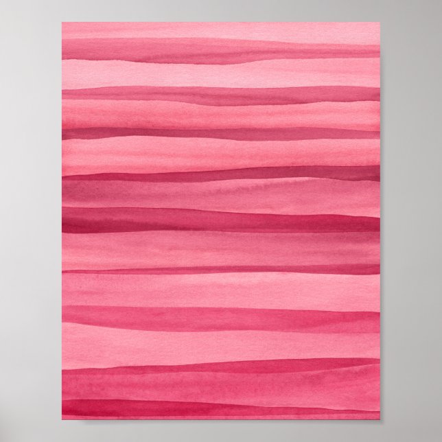 Poster Linhas de Aquarela Rosa abstrato (Frente)