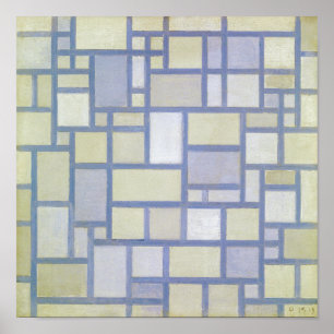 Poster Linhas de Cinza de Cores Brilhantes Piet Mondria