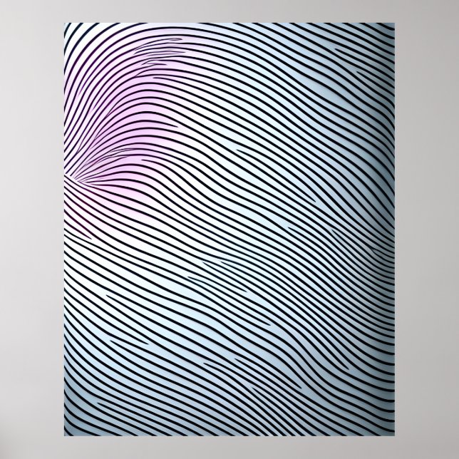 Poster Linhas de cinza preto-rosa Abstrato linear moderna (Frente)