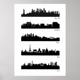 Poster Linhas do horizonte da cidade - Mundo