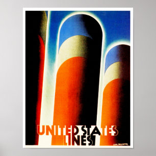 Poster Linhas dos Estados Unidos