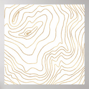 Poster Linhas Douradas modernas - Design de Desenho Mão
