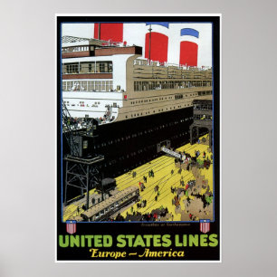 Poster Linhas Europa América dos Estados Unidos do