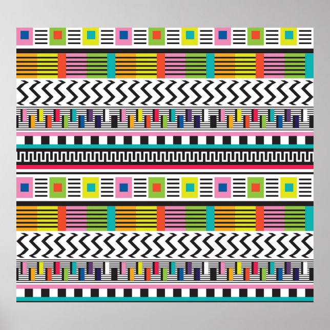 Poster Linhas Geométricas Brilhantes: Abstrato sem costur (Frente)