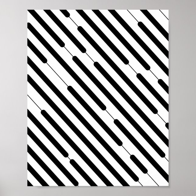 Poster Linhas Hash Pretas Diagonais (Frente)