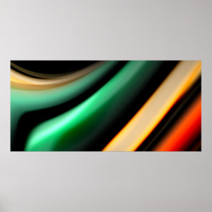 Poster Linhas lisas de seda abstrato em preto, multicolor
