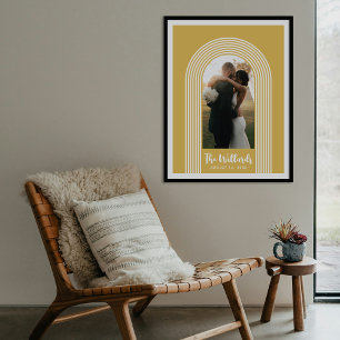 Poster Linhas Lombardas Douradas Arco Personalizado Foto