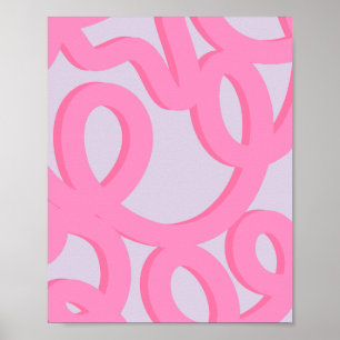 Poster Linhas Meio século Modernas, Rosa E Roxo