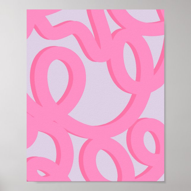 Poster Linhas Meio século Modernas, Rosa E Roxo (Frente)