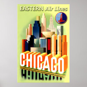 Poster Linhas ORIENTAIS CHICAGO Nova Arte Deco Retro da C