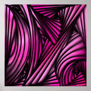Poster linhas rodadas abstrato cor-de-rosa