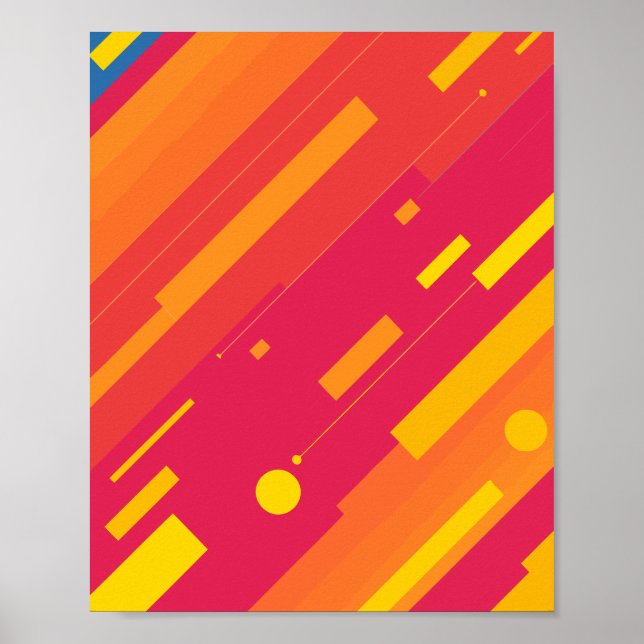 Poster Linhas Vibrantes em Cor-de-Rosa Negrito, Amarelo e (Frente)