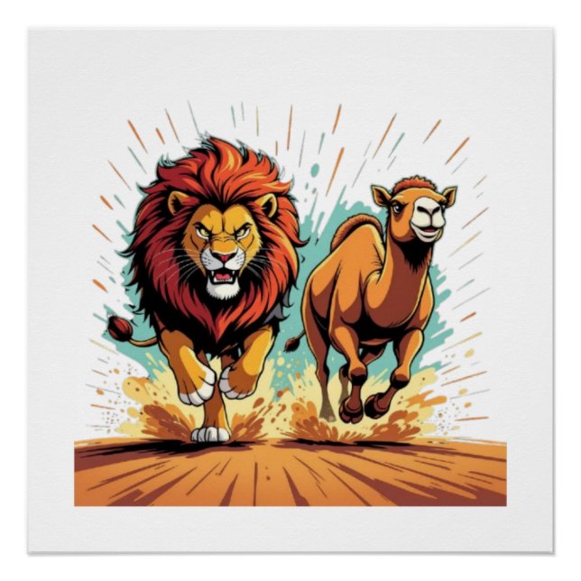 Pôster Lion and Llama Dash (Frente)