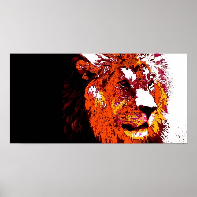 Pôster Lion Animal Art (Frente)