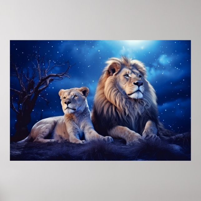 Poster Lion Animal Wilderness Arte Colorida Muralha (Frente)