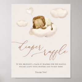 Poster Lion Baby Cloud Balloon Fralda Raffle