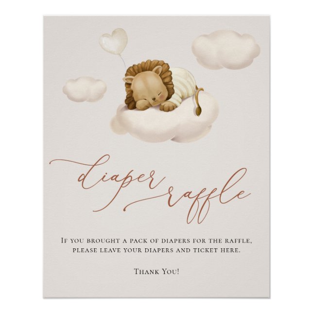Pôster Lion Baby Cloud Balloon Fralda Raffle (Frente)