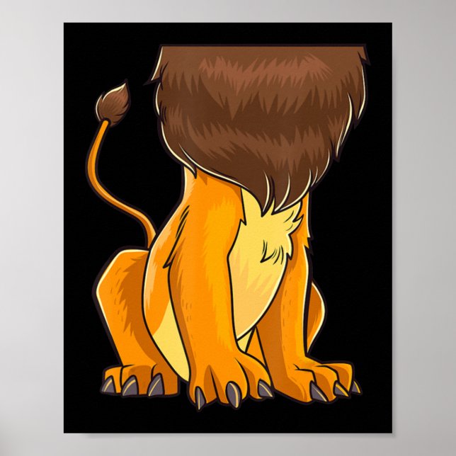 Poster Lion Body Costume Mane Bonito Diversão Sem Cabeça  (Frente)