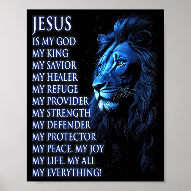 Poster Lion Christian Jesus Is My King, God, Lord, And Sa (Frente)