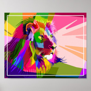 Poster Lion Colorful Pop Prismatic Art Design-6250