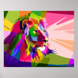 Poster Lion Colorful Pop Prismatic Art Design-62501