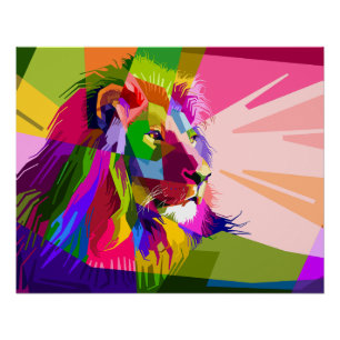 Pôster Lion Colorful Pop Prismatic Art Design-62501