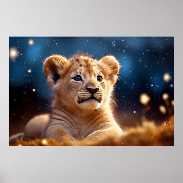 Poster Lion Cub Wild Tranquil Animal Pacífico (Frente)