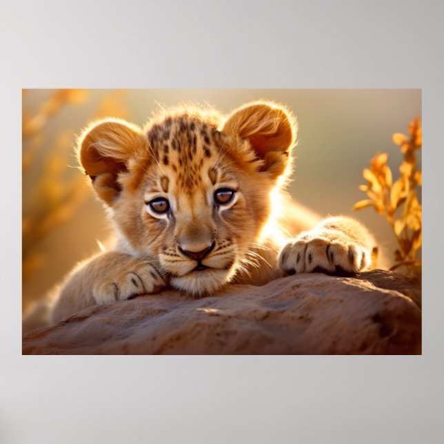 Poster Lion Cub Wild Tranquil Animal Pacífico (Frente)