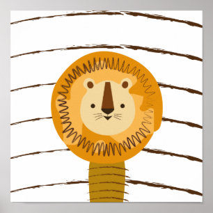 Poster Lion Cute Cartoon Kids Baby