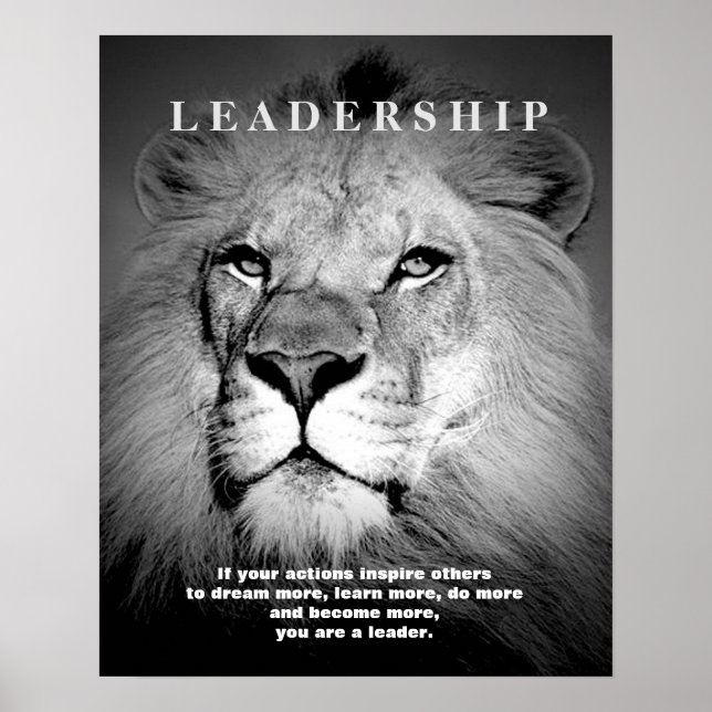Poster Lion de liderança motivacional (Frente)