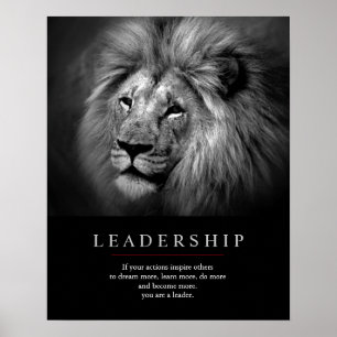 Poster Lion de Liderança Motivacional Exclusiva de Tendên