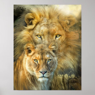 Pôster Lion E Lioness-African Royalty Art Poster/Prinr