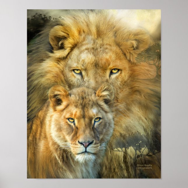 Pôster Lion E Lioness-African Royalty Art Poster/Prinr (Frente)