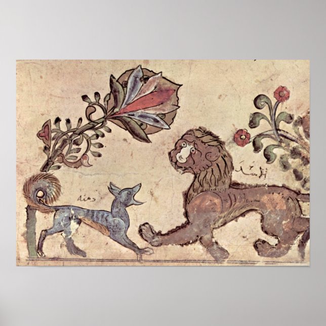 Pôster Lion e o Jackal Dimna por Kais Salman (Frente)